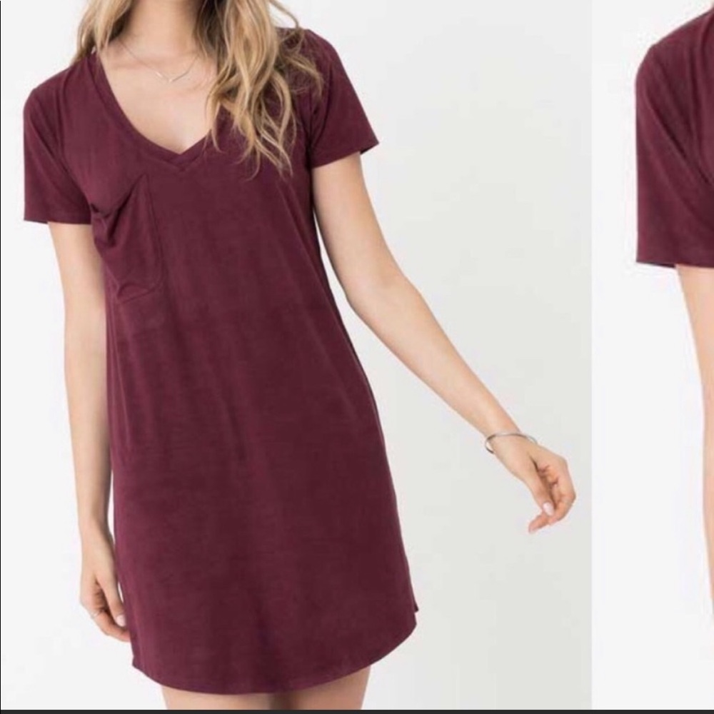 Z SUPPLY Maroon Suede V Neck Skater Dress